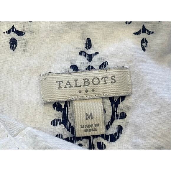 Talbots Navy Blue Allover Print Cotton Button Down Shirt, Size M - Picture 7 of 11